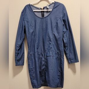 "Blue Denim Long Sleeve Dress"